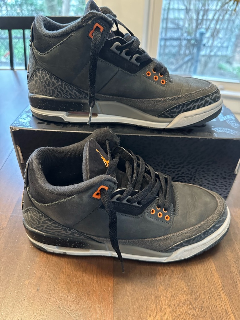 Youth 7Y Air Jordan 3 Retro Night Stadium/Total Orange - Picture 2 of 10